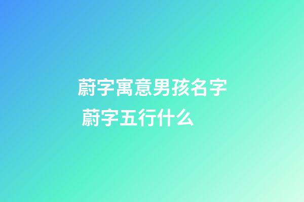 蔚字寓意男孩名字 蔚字五行什么